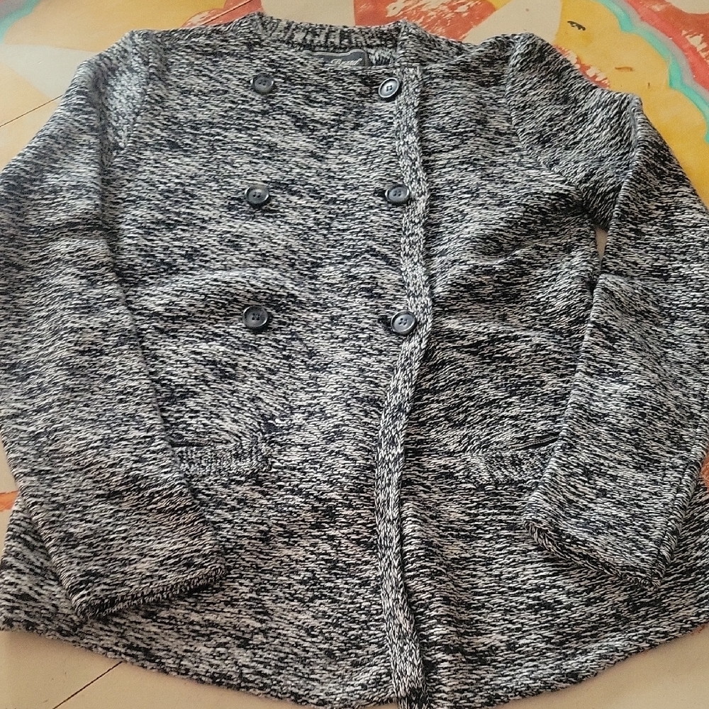 Lucky Brand Black and White Knit Cardigan Med